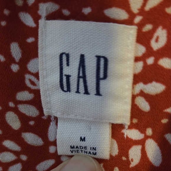 Gap Cherry Red Floral Girlie Cute Dress Spring Summer Flowy Sheer Pocket Size M - Picture 5 of 12